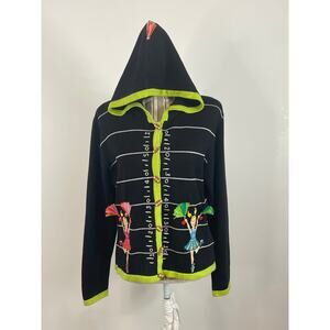 Jack B.Quick Black Cheerleader Football Embroidered Beaded Cardigan Hoodie PL